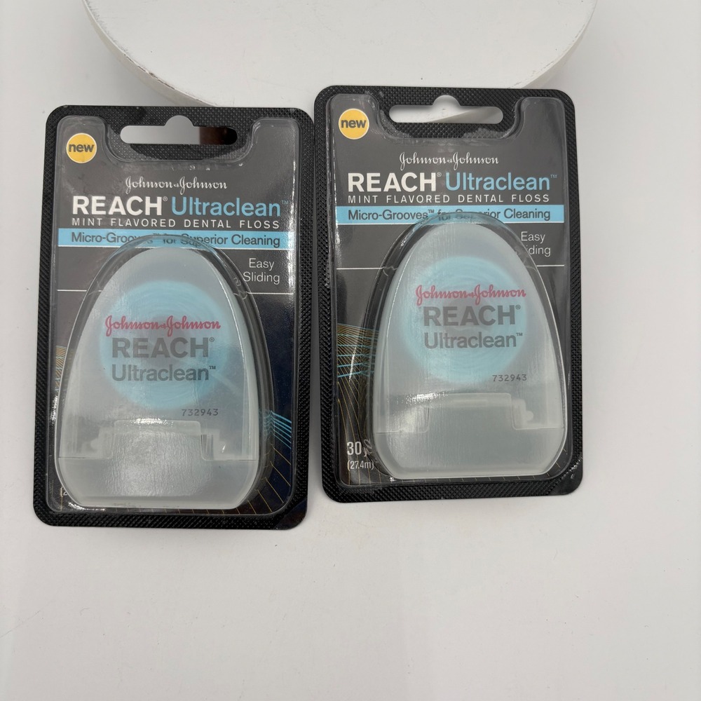 2pk Johnson & Johnson‎ Reach Ultraclean Mint Dental Floss Micro-Grooves 30yd